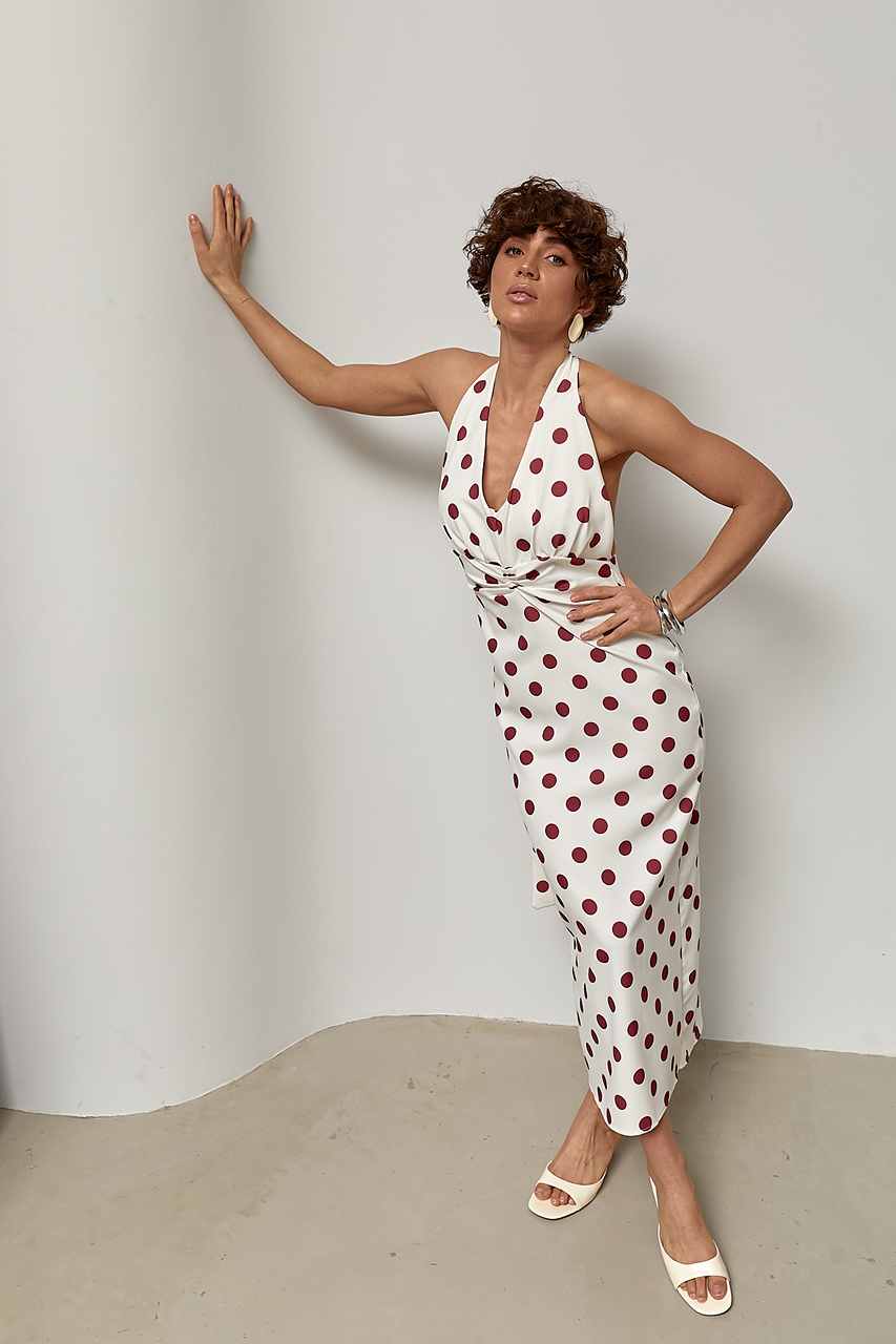 Сукня міді в горох з відкритою спиною lx-2434 Сукня міді в горох з відкритою спиною lx-2434