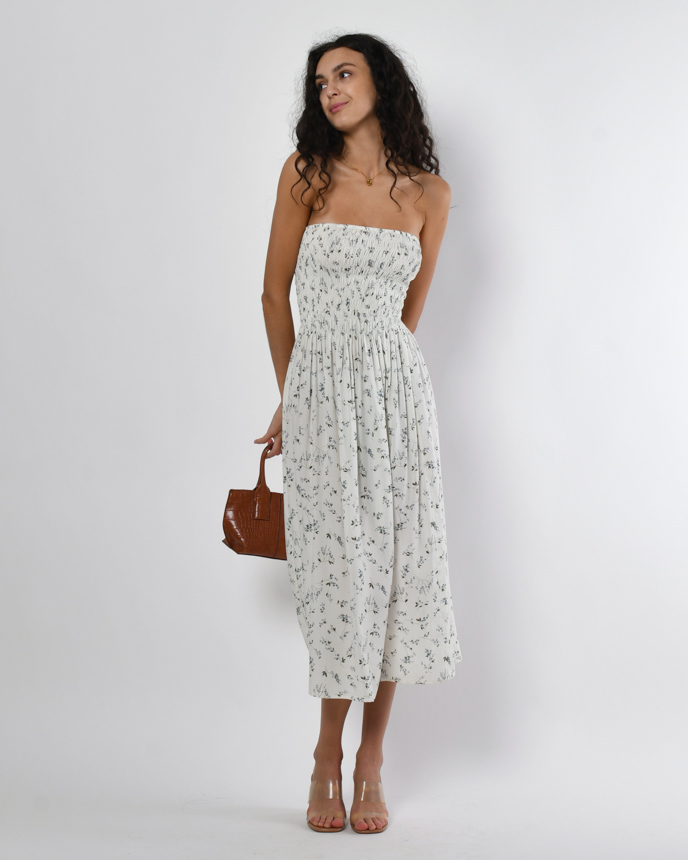 Сарафан без бретелей из штапеля с цветочным принтом 56182