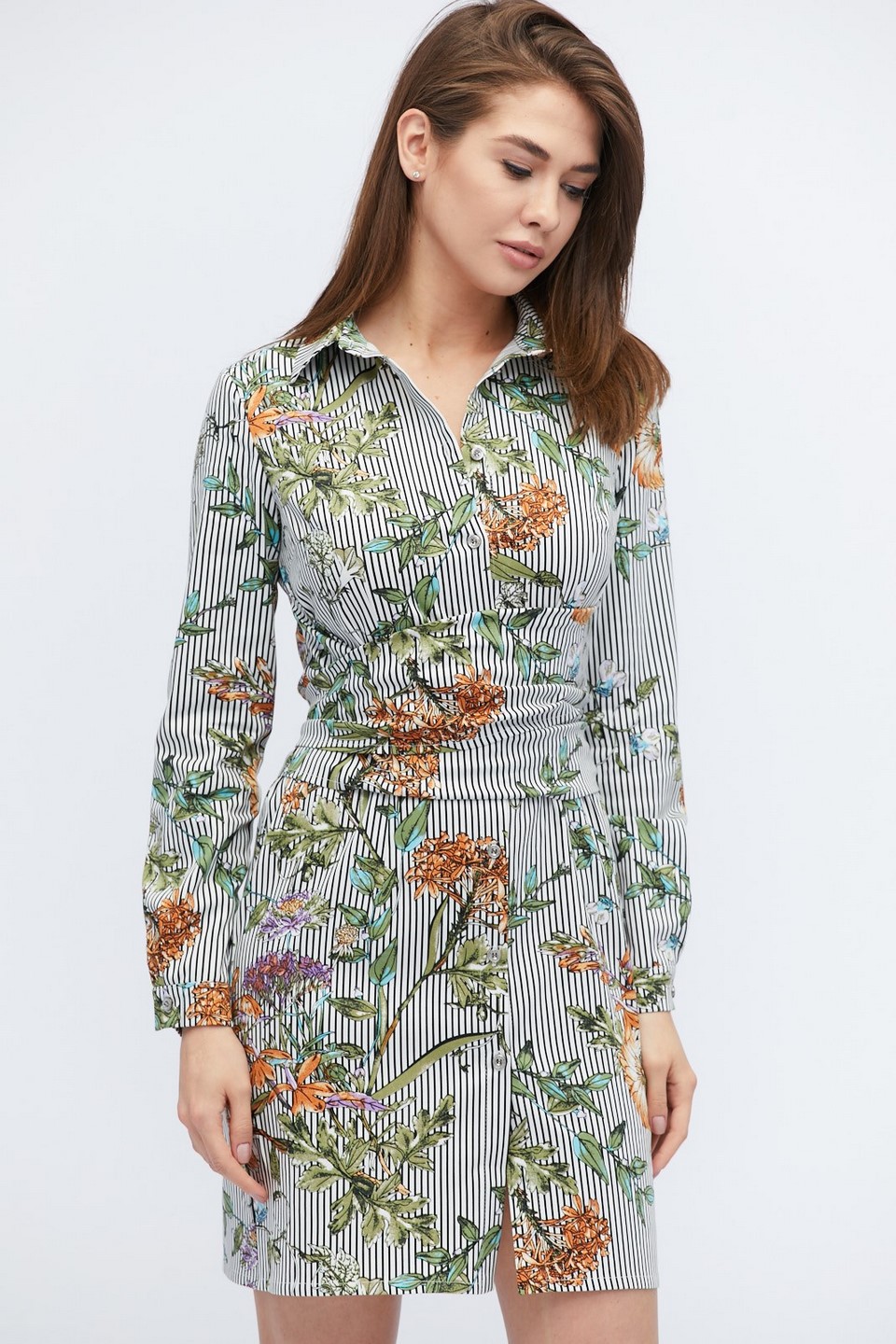Платье-рубашка с цветочным принтом 32826