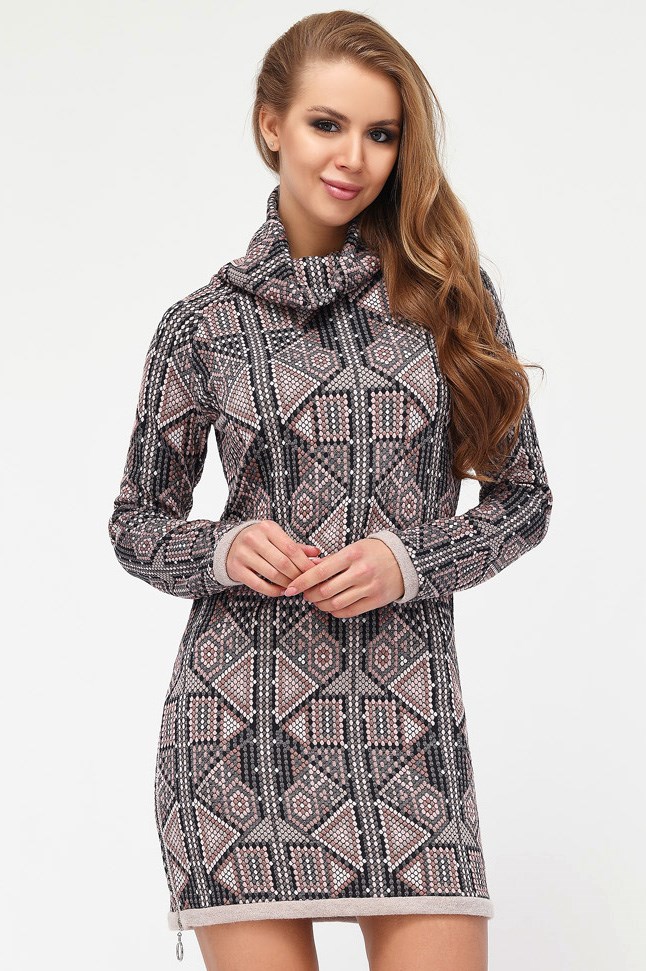 Теплое трикотажное платье 34764