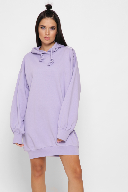 Спортивное сиреневое платье худи 38121