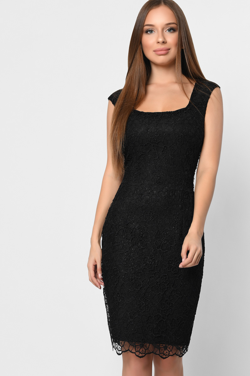 Праздничное платье-футляр с кружевом 36378