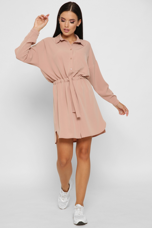 Романтическое платье на кулисе цвет пудра 37922