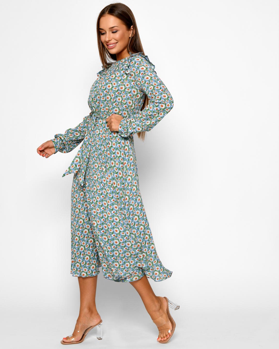 Элегантное летнее платье в цветочек 51786