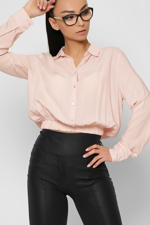 Женская блузка на резинке цвет пудра 36857