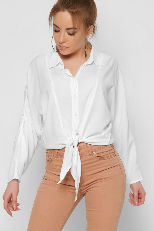 Модная белая блузка на завязке 36859