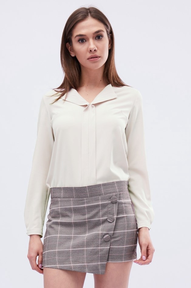 Кремовая однотонная блуза 32555