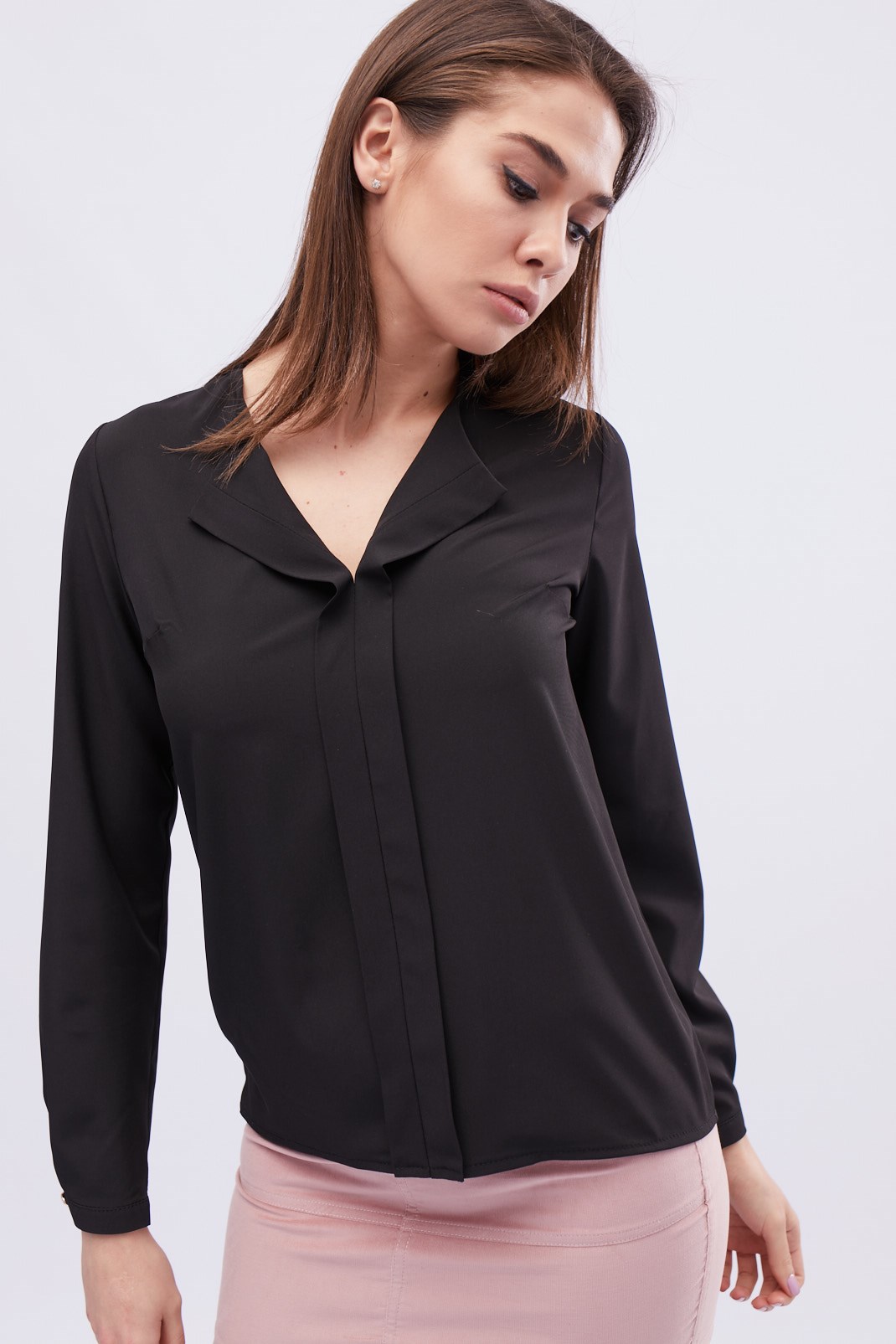 Классическая черная женская блуза 32553