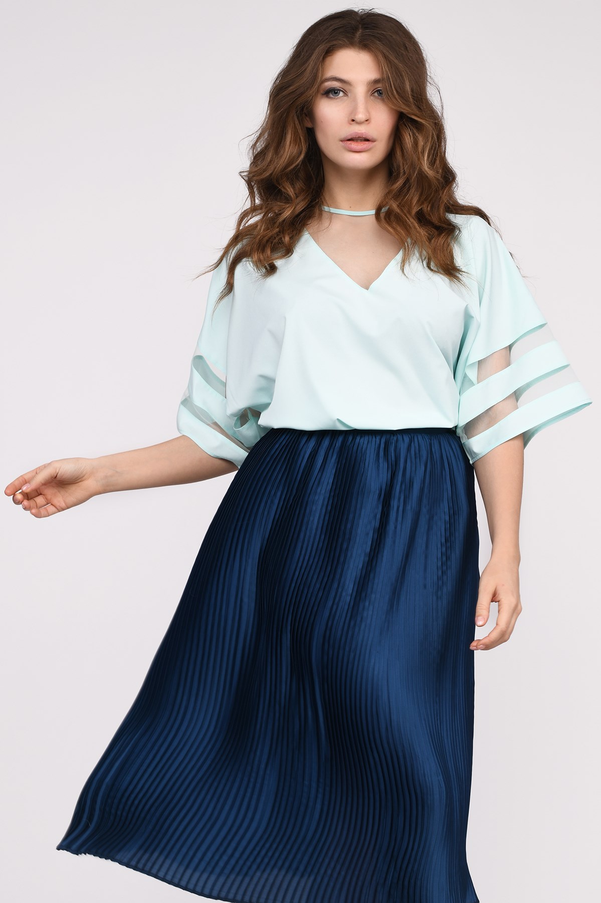 Женская мятная блузка оверсайз 35053 xp-1669 Женская мятная блузка оверсайз 35053 xp-1669