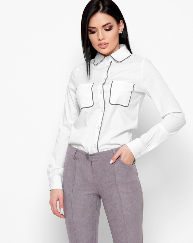 Белая рубашка прямого силуэта 34097 xp-1723 Белая рубашка прямого силуэта 34097 xp-1723