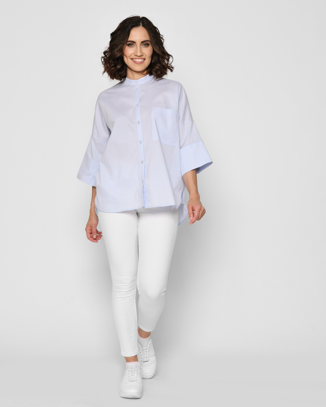 Женская голубая рубашка свободного силуэта 43093 xp-1736 Женская голубая рубашка свободного силуэта 43093 xp-1736