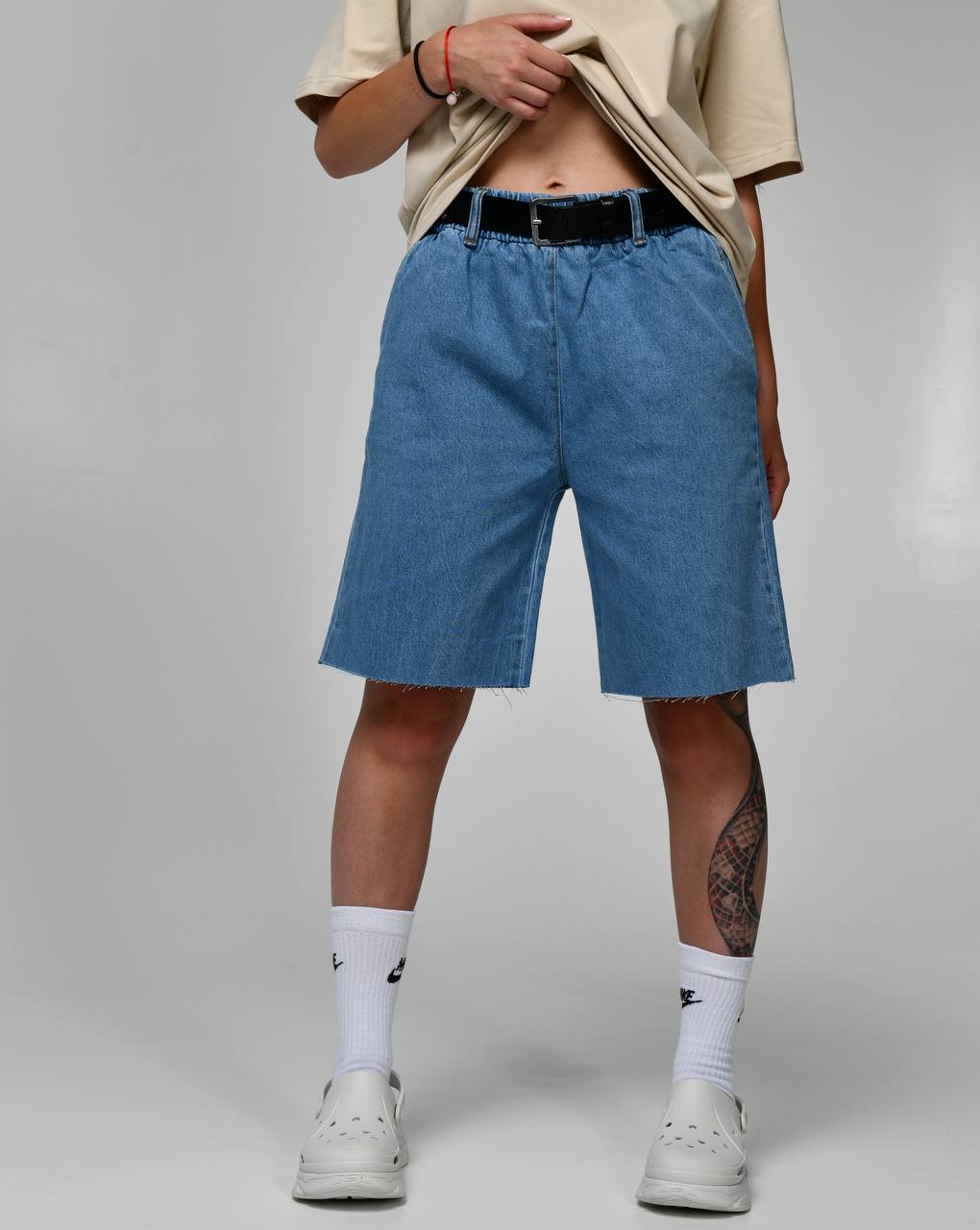 Женские бермуды клеш с поясом 37994