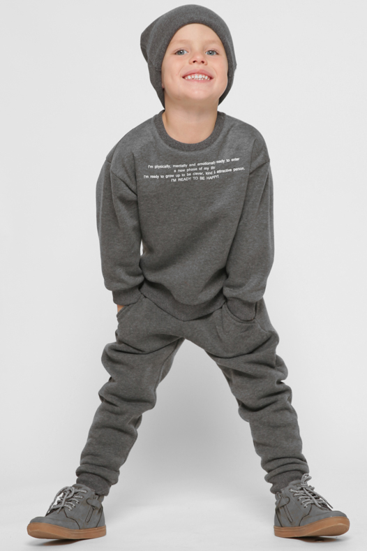 Детский свитшот с надписью цвет графит 38457