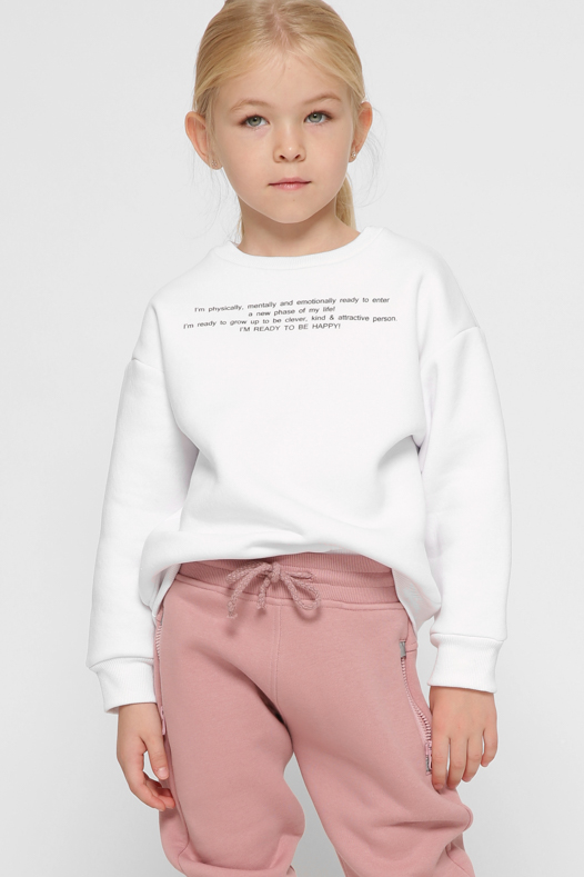 Детский свитшот с надписью цвет белый 38459