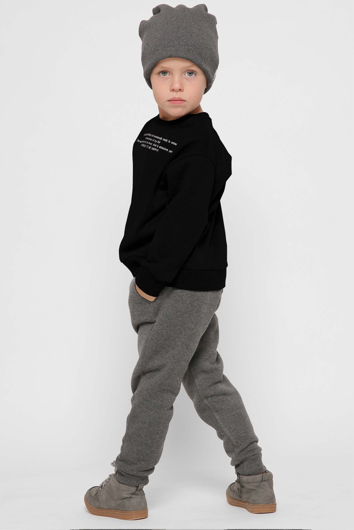 Детский свитшот с надписью цвет черный 38572