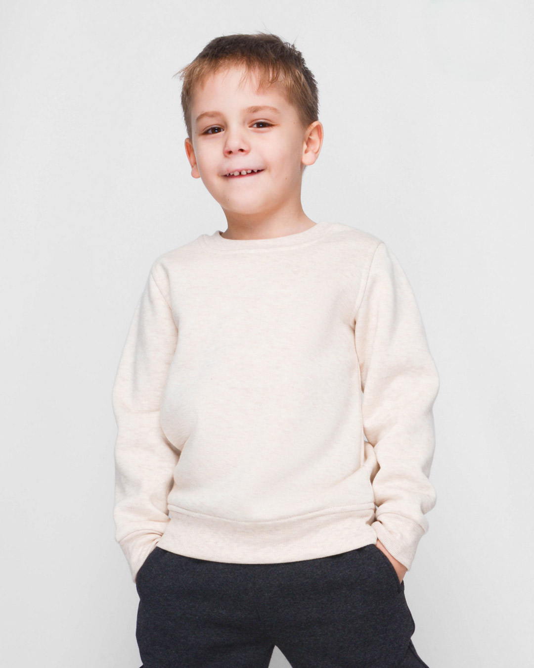 Детский однотонный свитшот бежевого цвета 31992