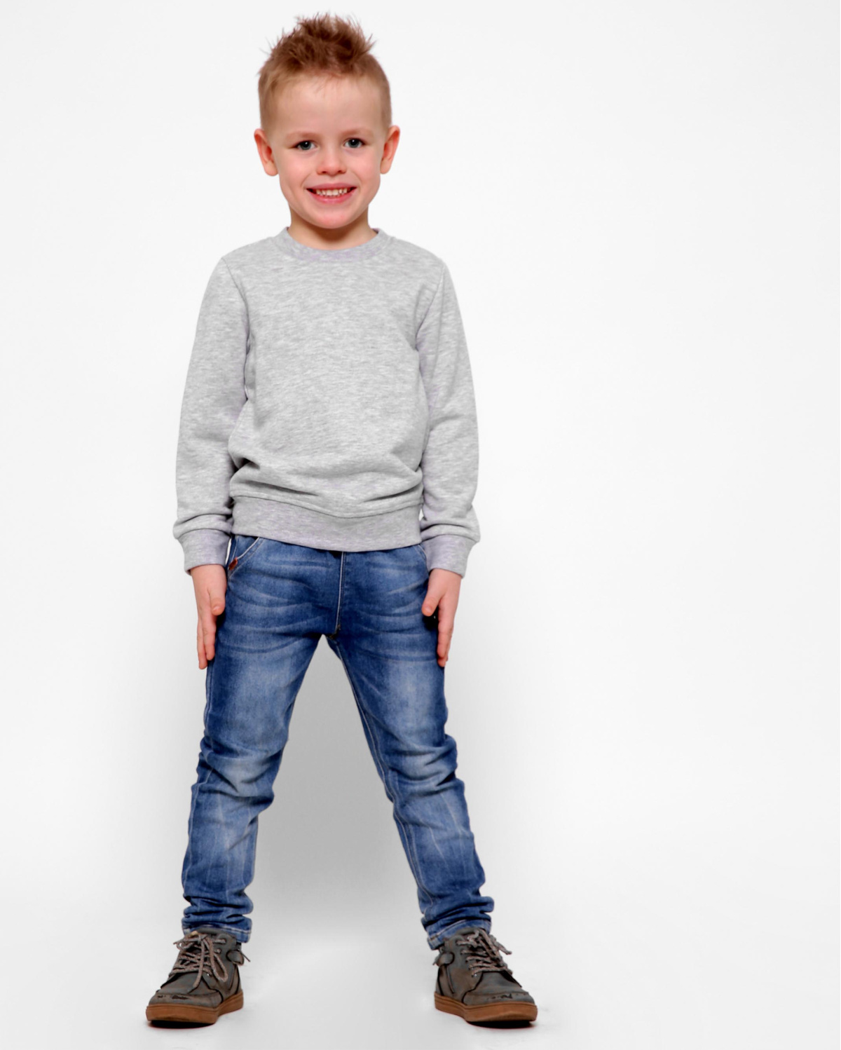 Детский свитшот на флисе цвет серый 30423