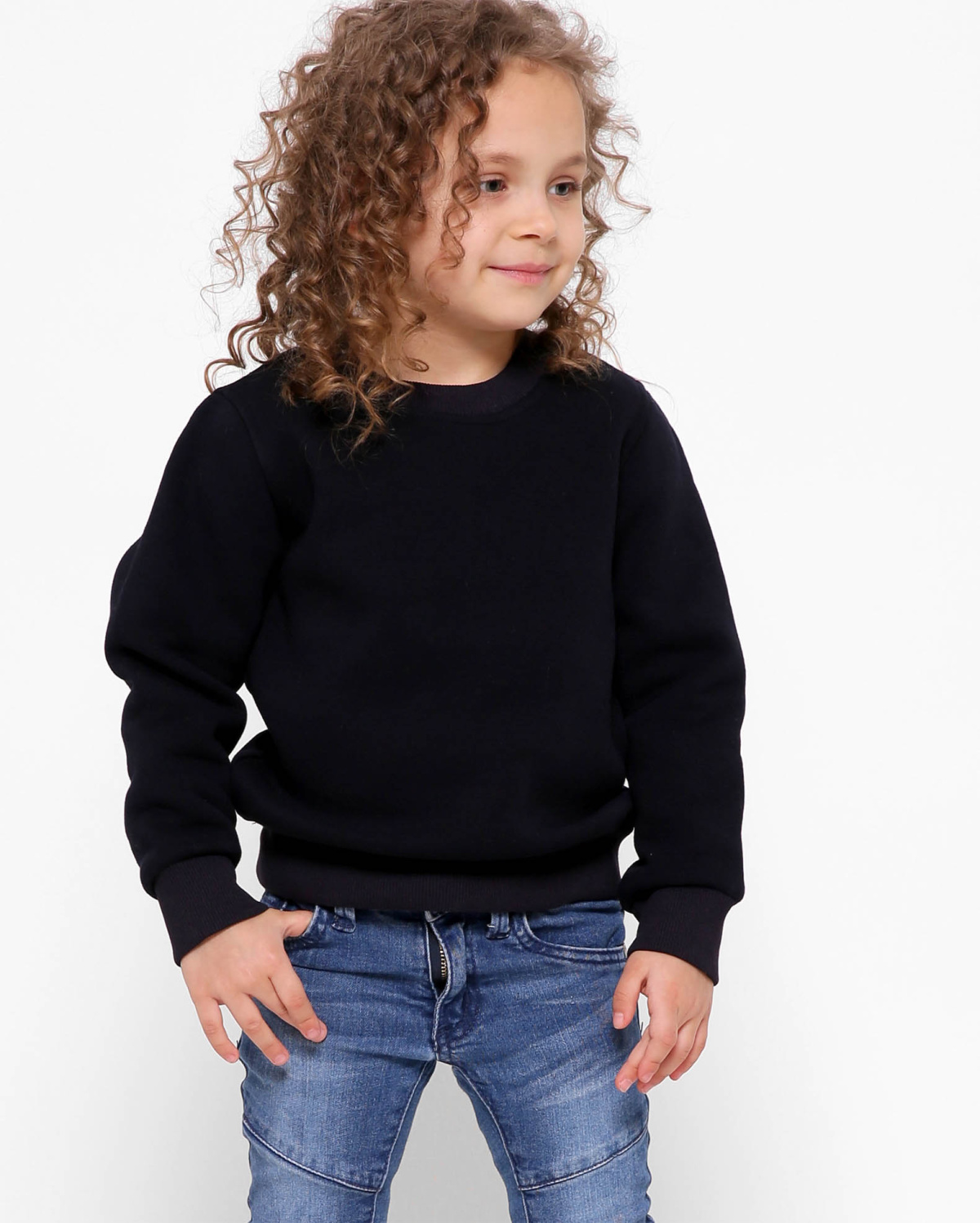 Детский однотонный свитшот темно-синего цвета 31987