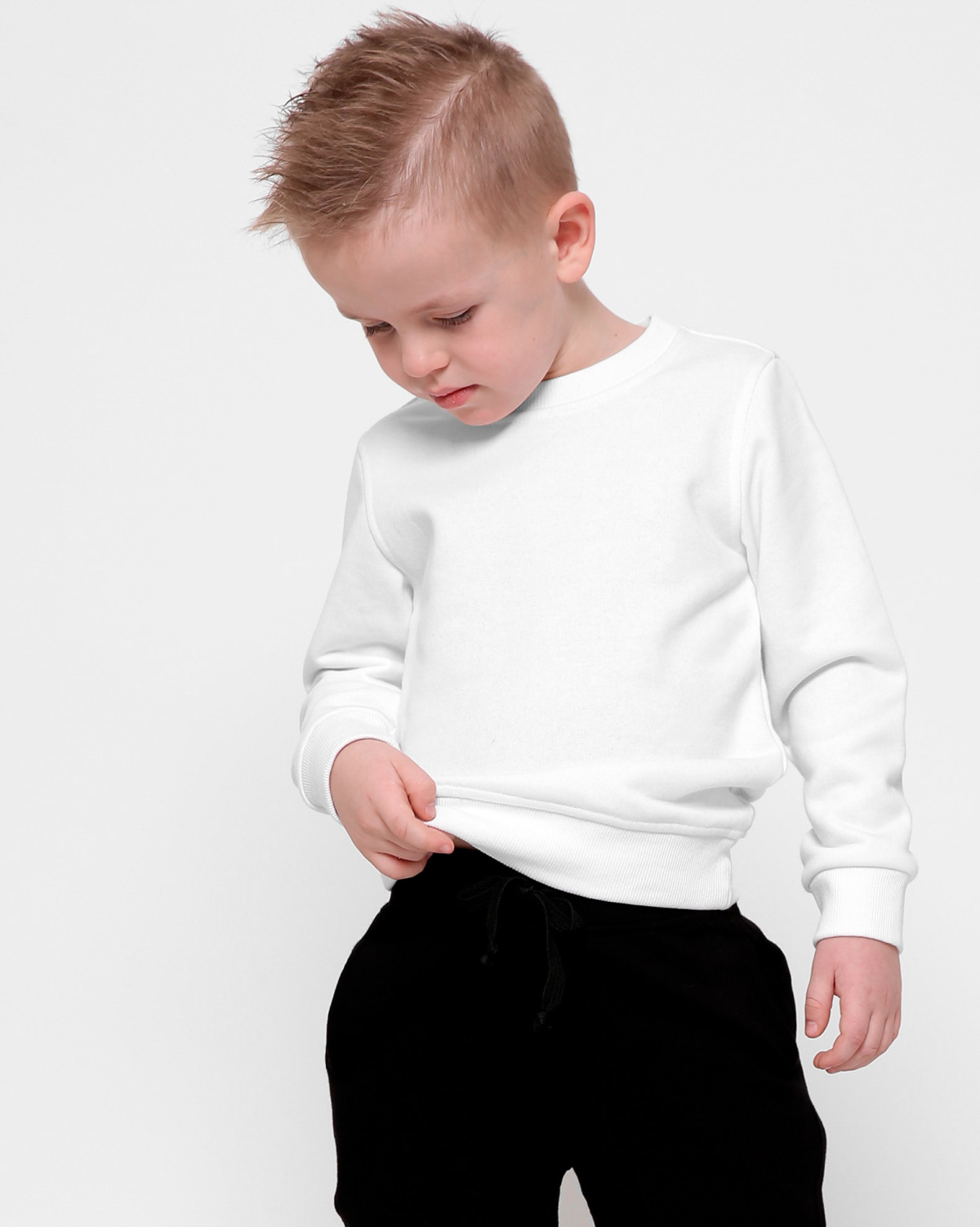 Детский однотонный свитшот белого цвета 31991