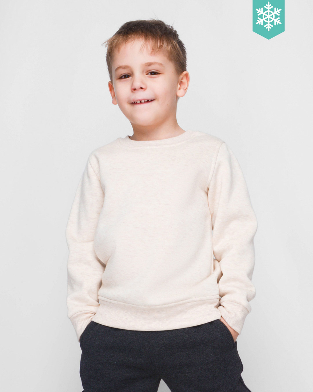 Детский свитшот на флисе цвет бежевый 30425