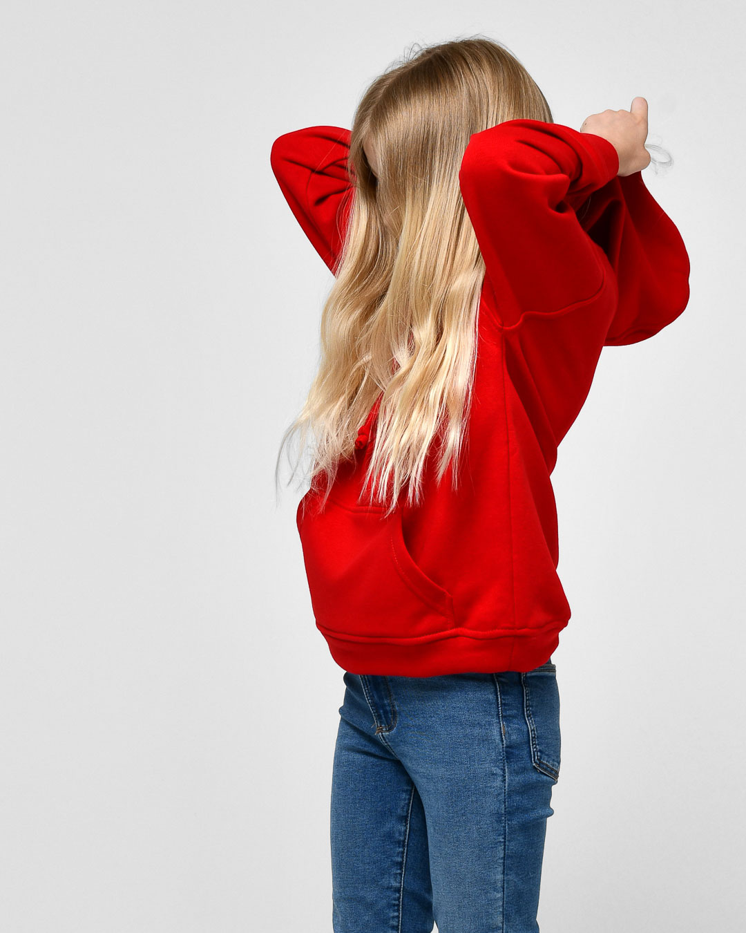 Детский худи унисекс красного цвета 55695