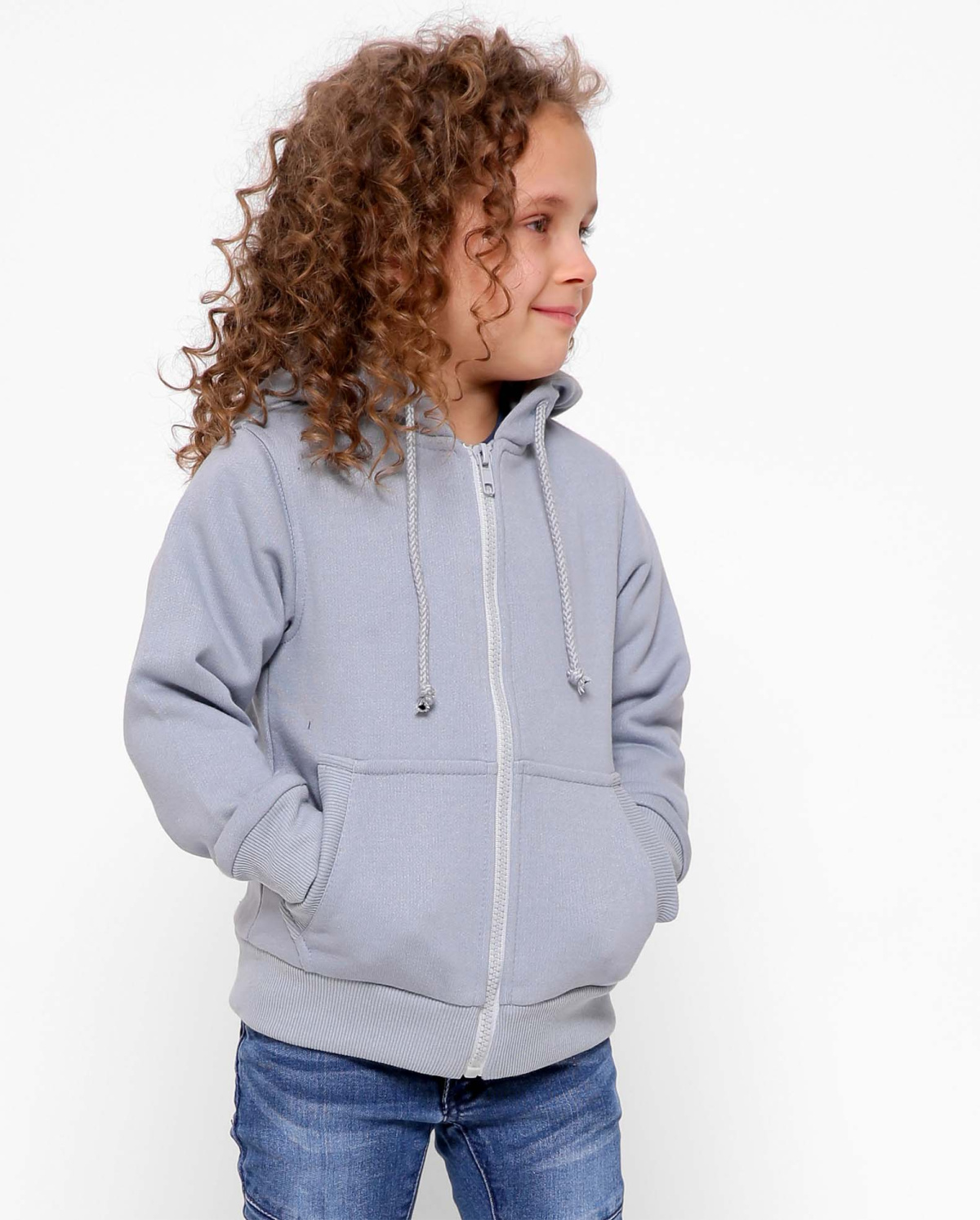 Детская однотонная спортивная кофта серо-голубого цвета 31998