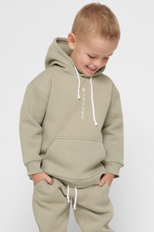 Детский худи с капюшоном цвет оливка 38463