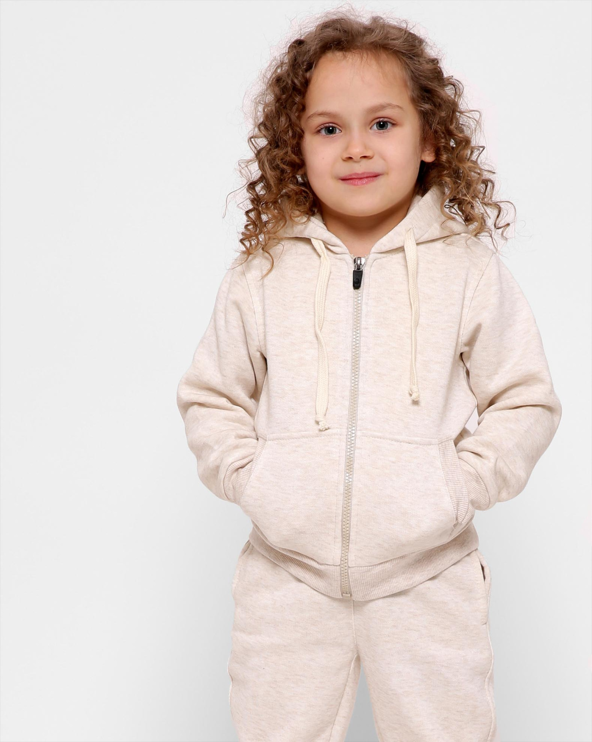 Бежевая детская спортивная кофта без принта 30429