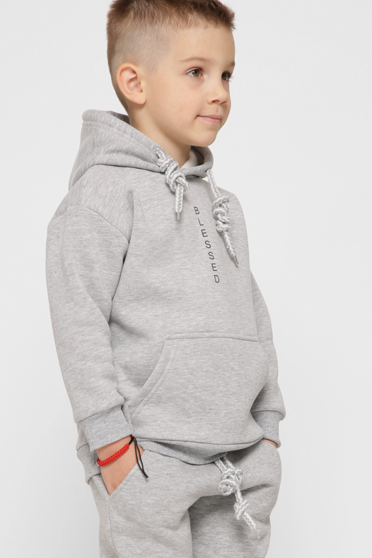 Детский худи с капюшоном цвет серый 38465