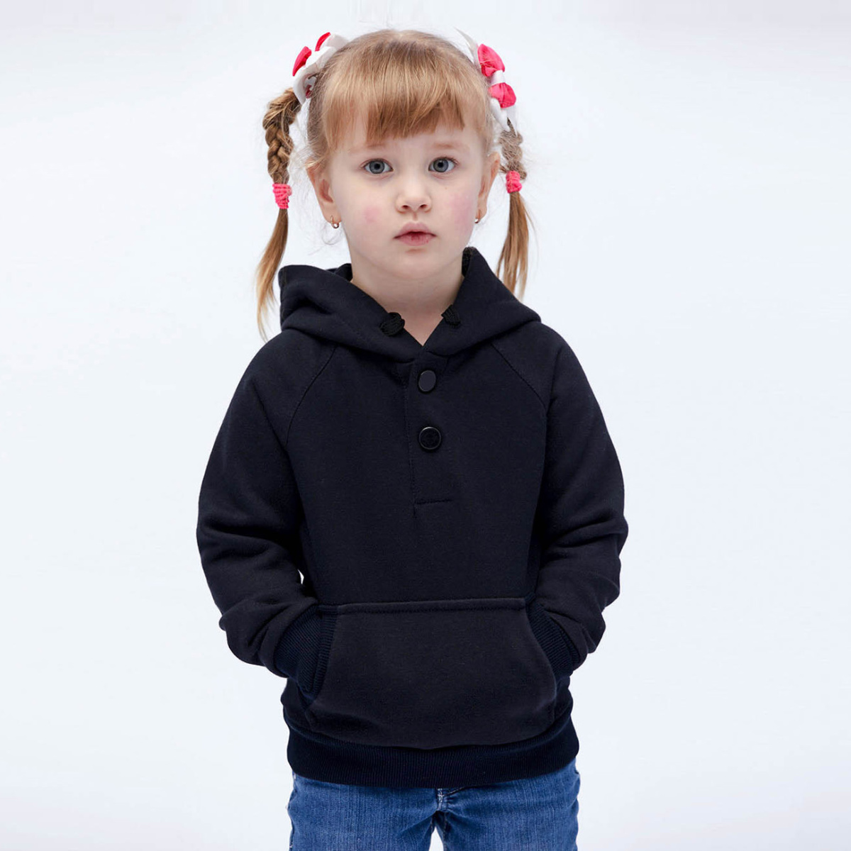 Детское темно-синее худи без принта 32001