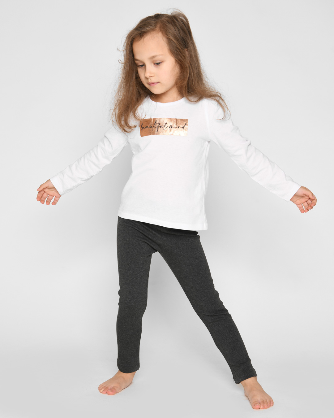 Детские графитовые леггинсы на флисе 53215