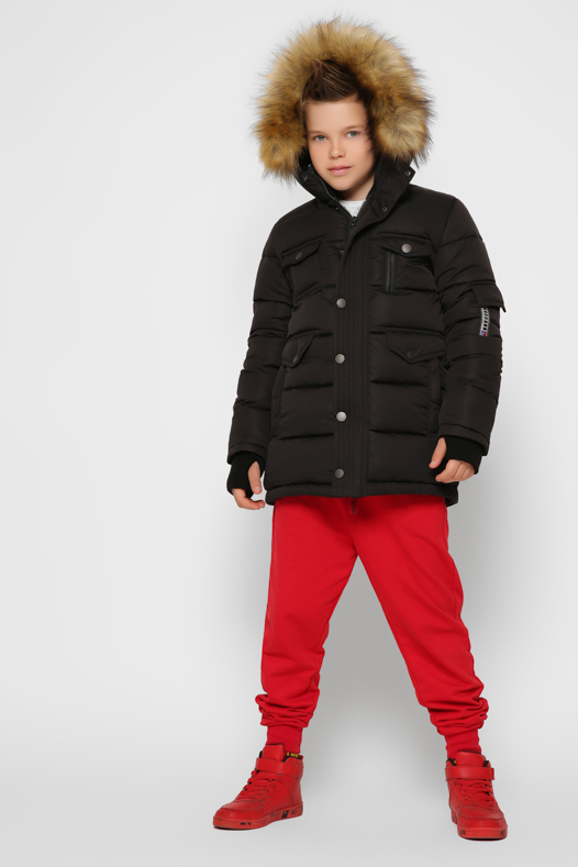 Стильная черная зимняя куртка для мальчика 36925