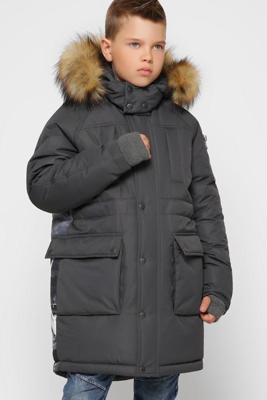 Зимняя куртка для мальчика цвет серый 36919