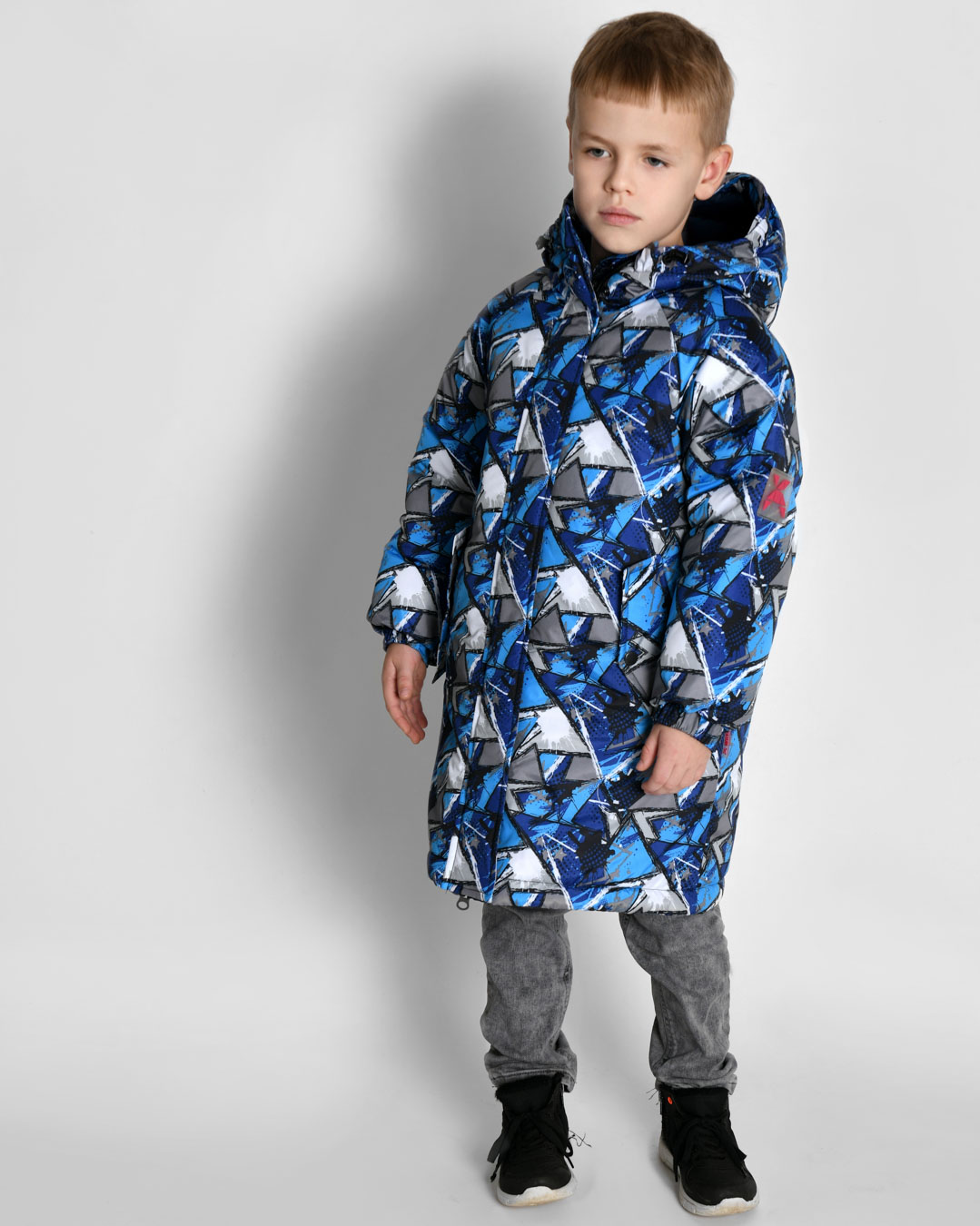 Детский синий оверсайз пуховик унисекс 55216