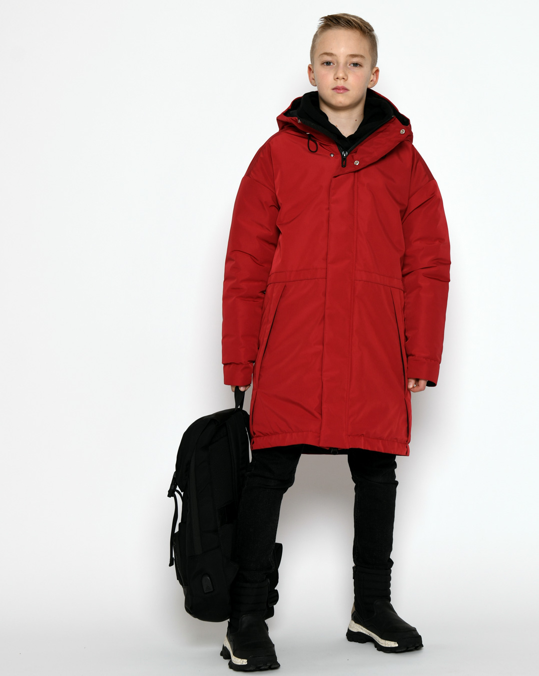 Зимняя красная куртка на пуху для мальчика 54349