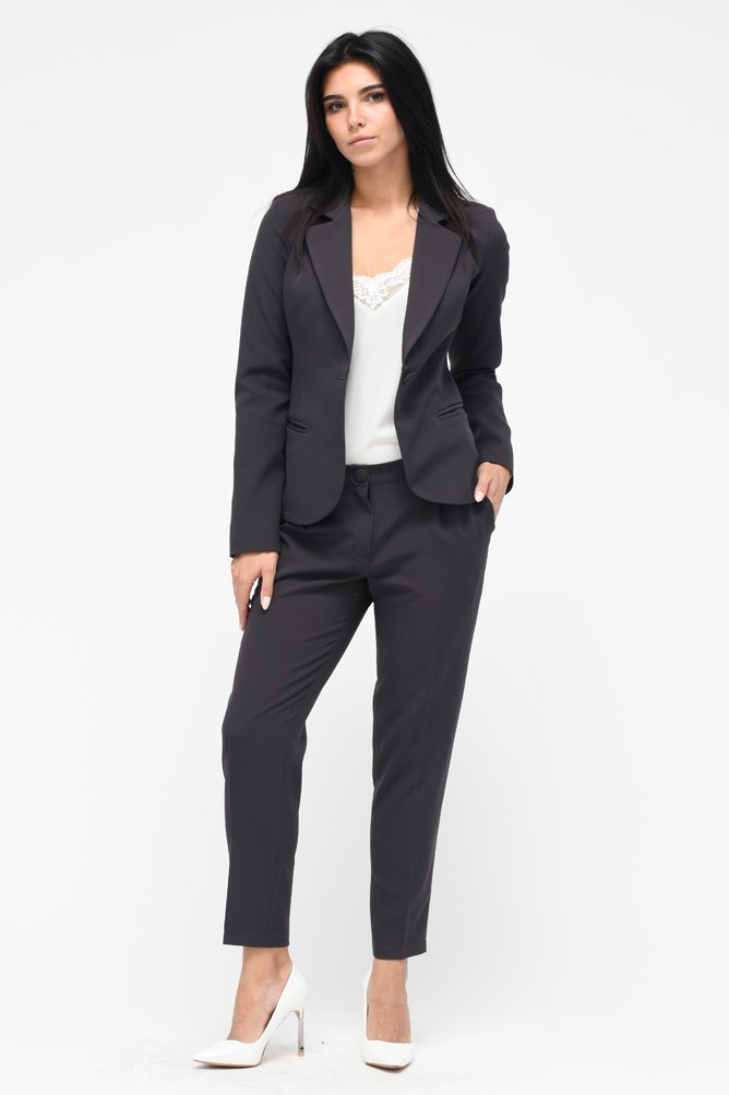 Деловой женский костюм графит 34179
