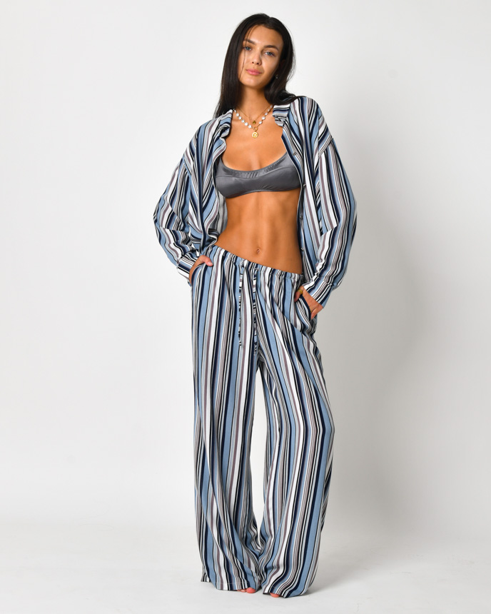 Женский костюм в полоску с рубашкой и брюками 56258