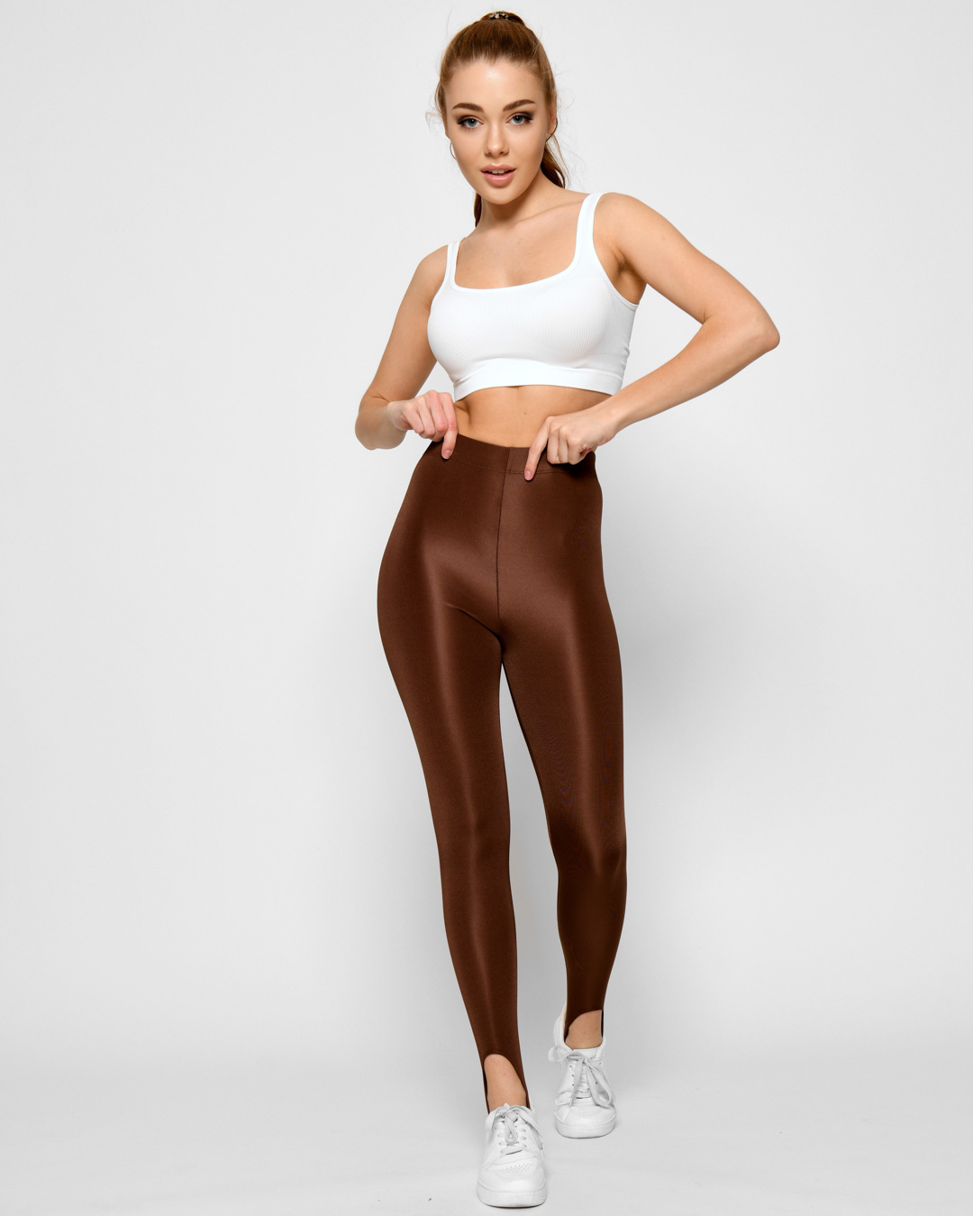 Коричневые леггинсы на резинках 48530