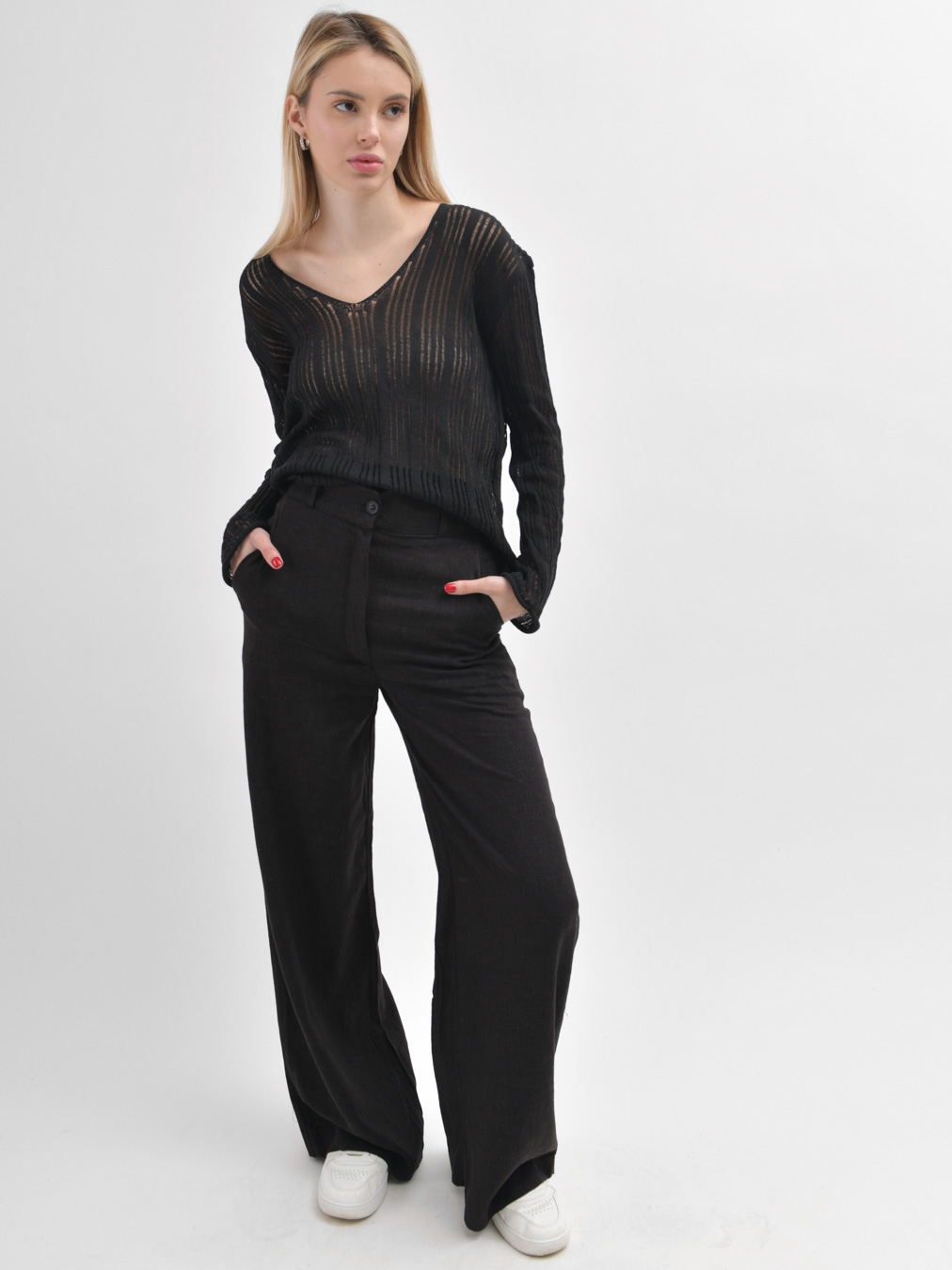 Широкие черные брюки свободного кроя 55956 xp-2352 Широкие черные брюки свободного кроя 55956 xp-2352