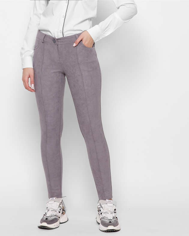 Стильные зауженные серые брюки-дудочки 27948