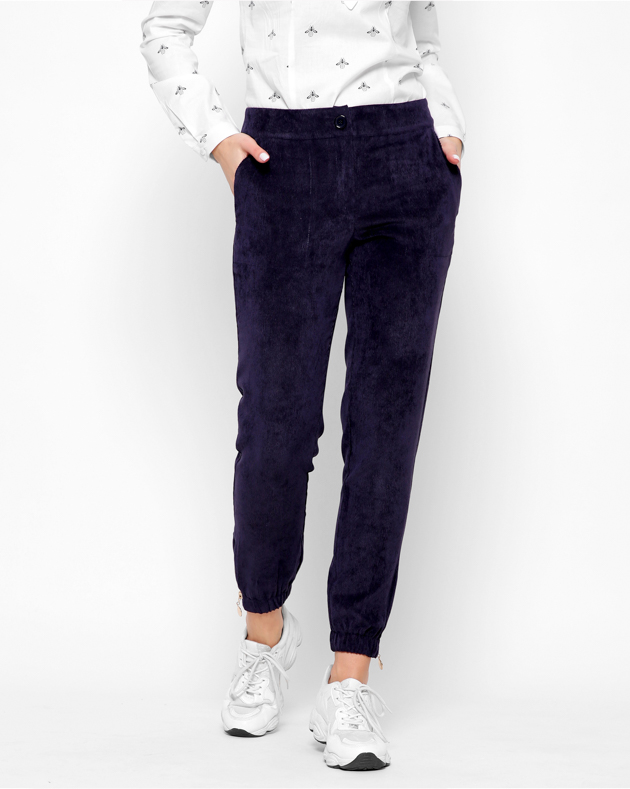Синие женские брюки из вельвета 28686
