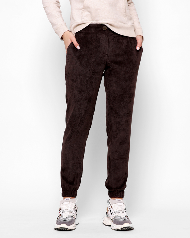 Женские шоколадные брюки из вельвета 28687