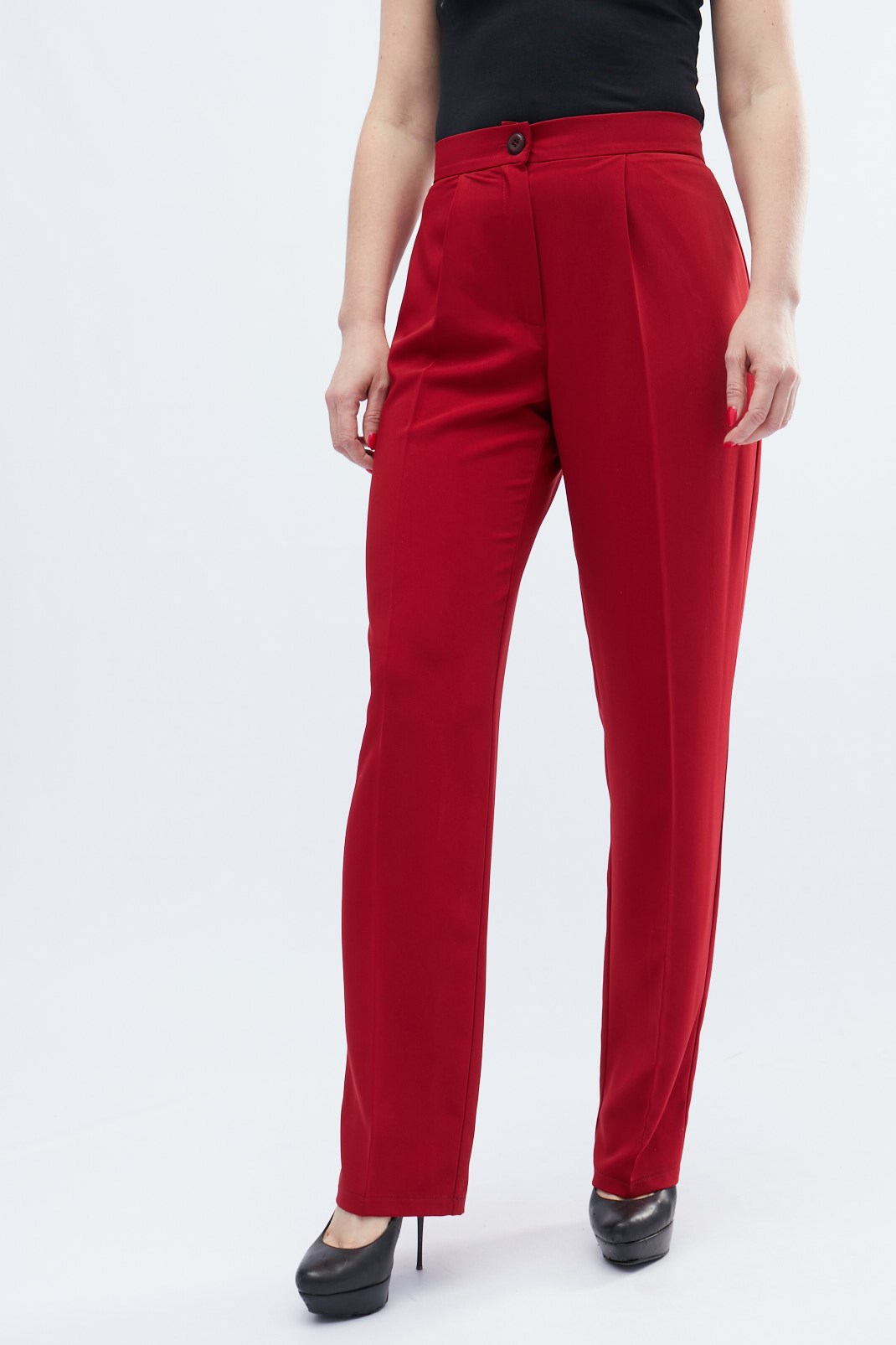 Классические бордовые свободные брюки 32597