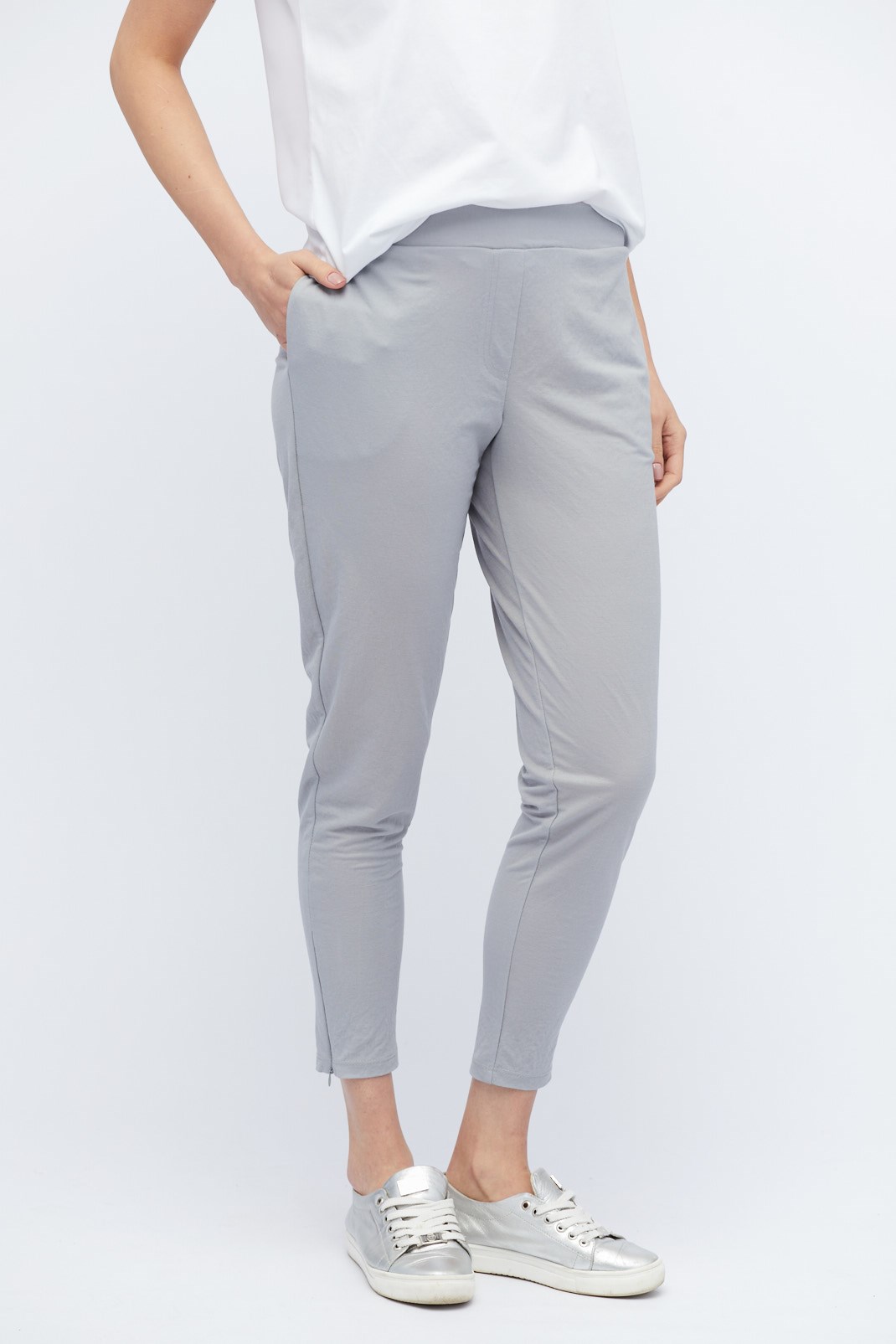Повседневные серые брюки с молниями 32830