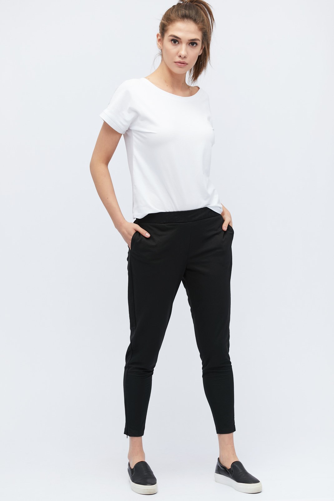 Повседневные черные брюки с молниями 32832
