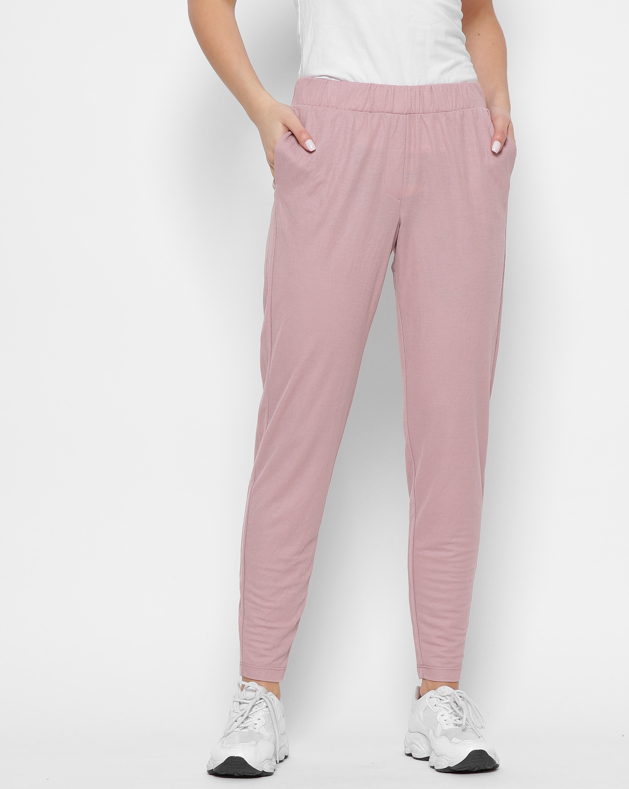 Однотонные розовые брюки на резинке 35506