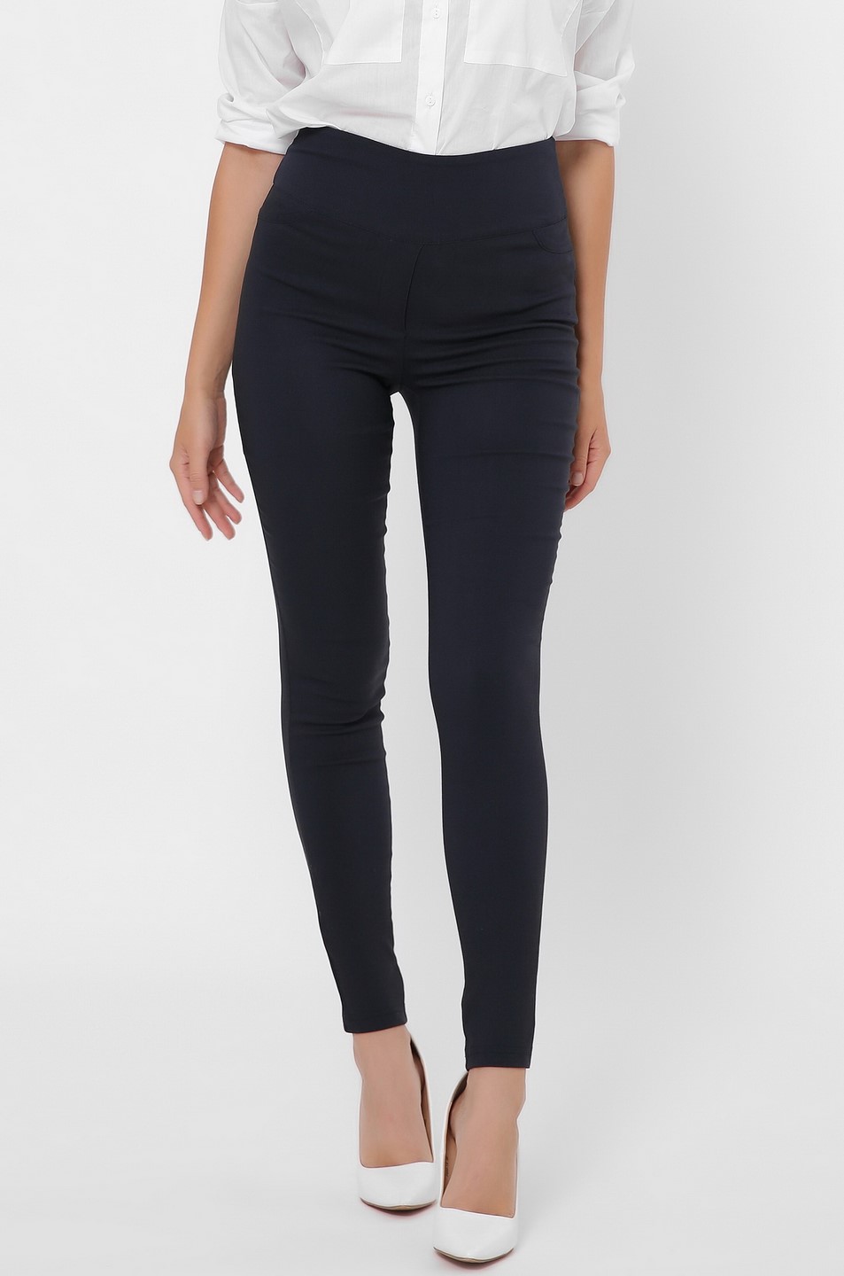 Облегающие синие брюки на высокой посадке 35980