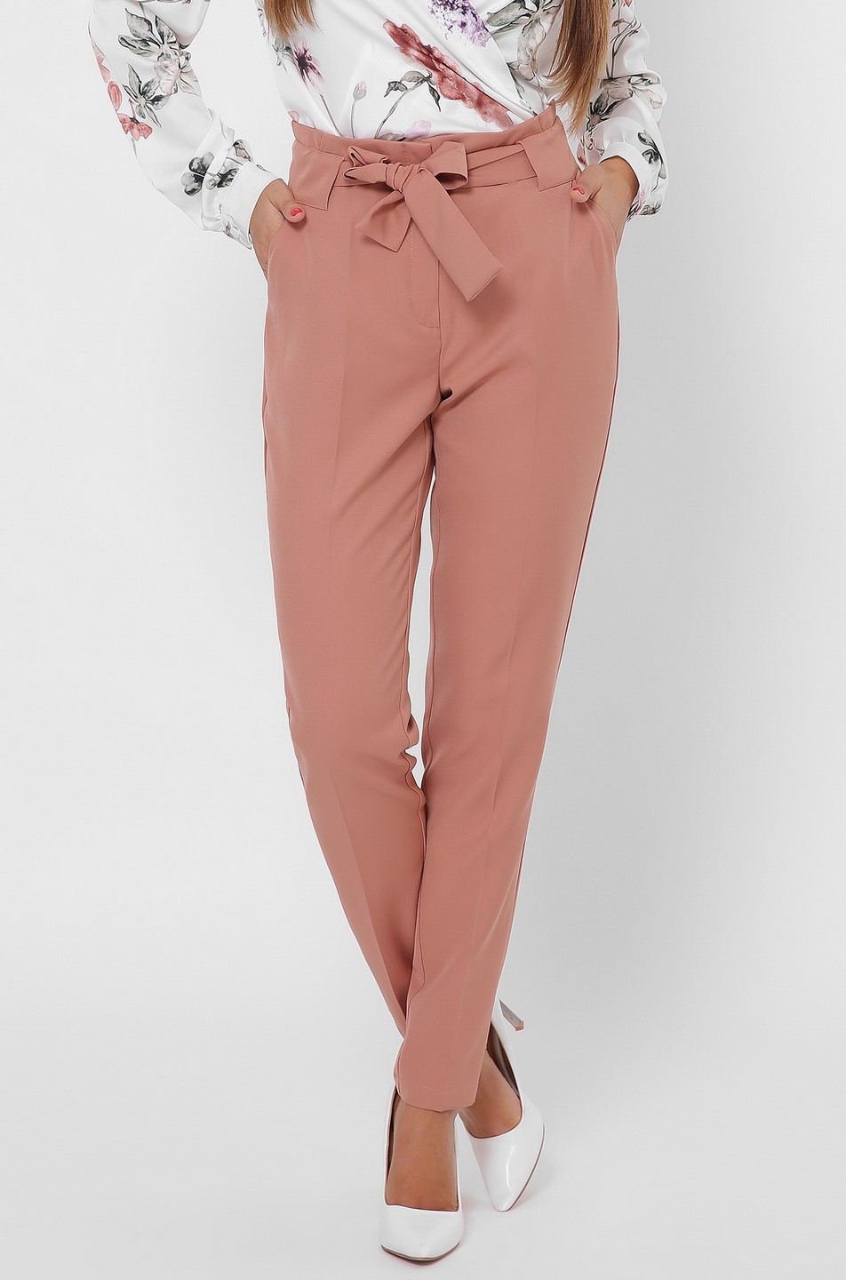 Классические песочные брюки на завязке 35985