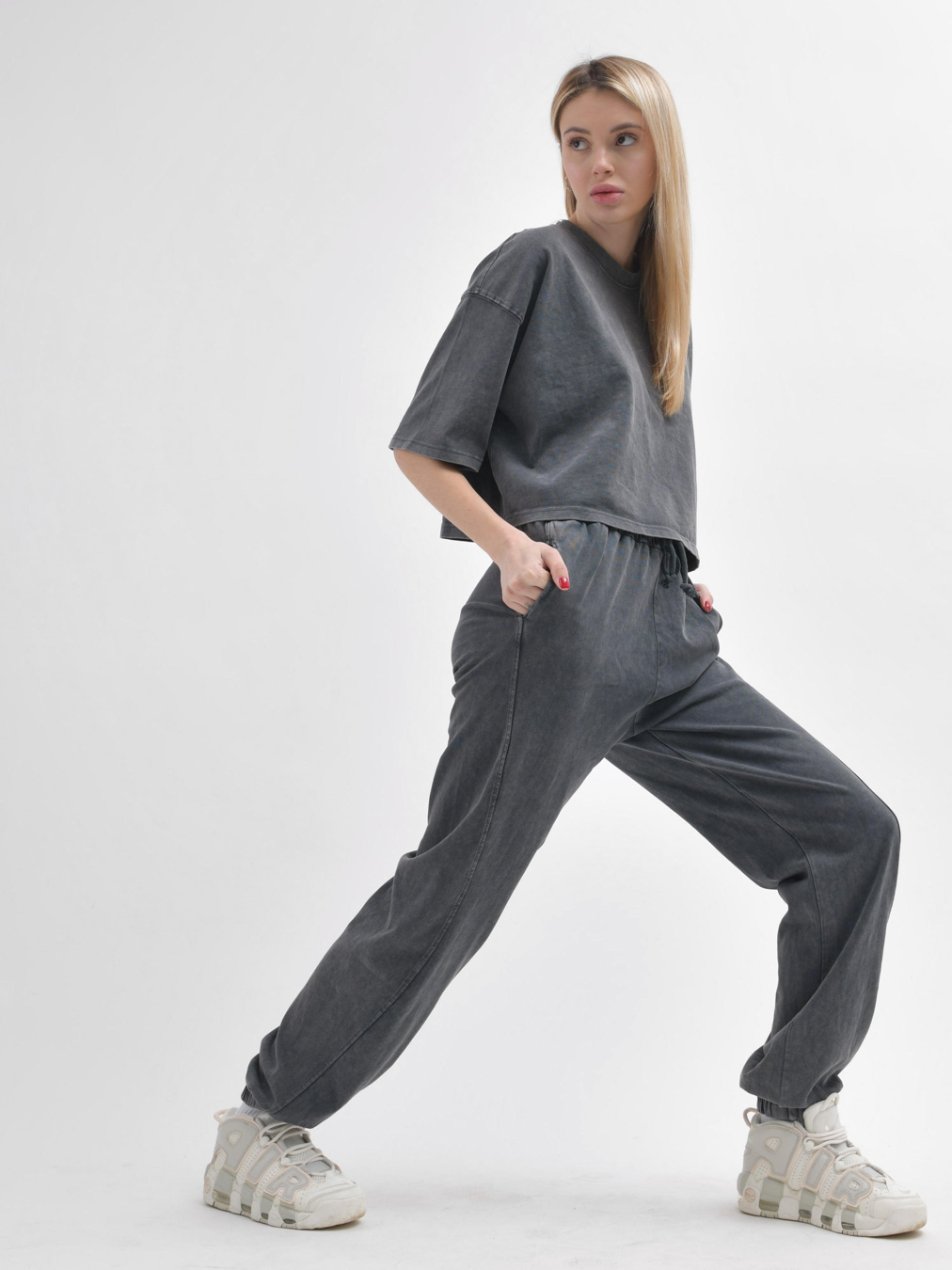 Серый женский костюм для повседневного образа 55986 xp-2436 Серый женский костюм для повседневного образа 55986 xp-2436