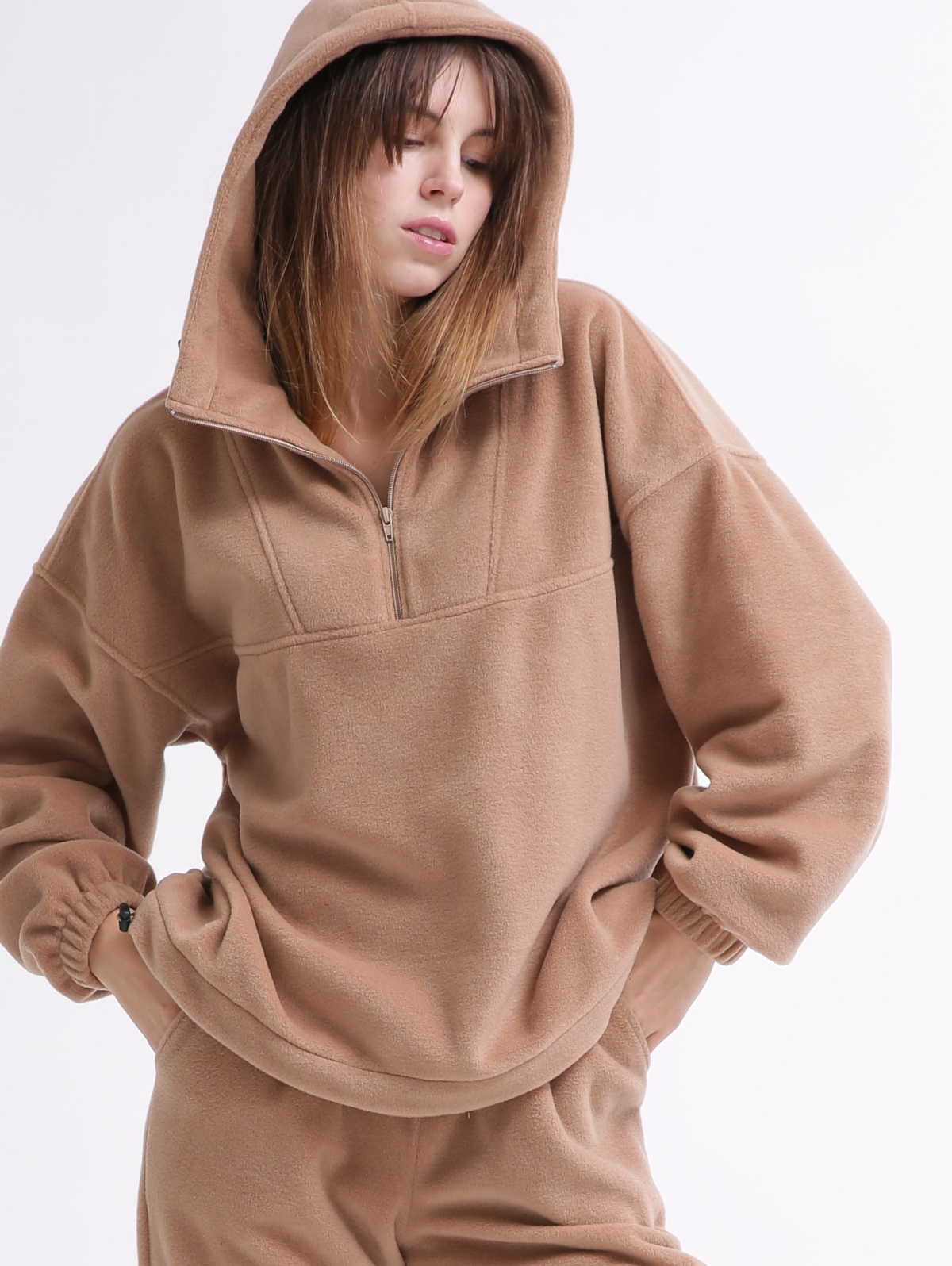 Женский бежевый флисовый костюм 55859 xp-2456 Женский бежевый флисовый костюм 55859 xp-2456